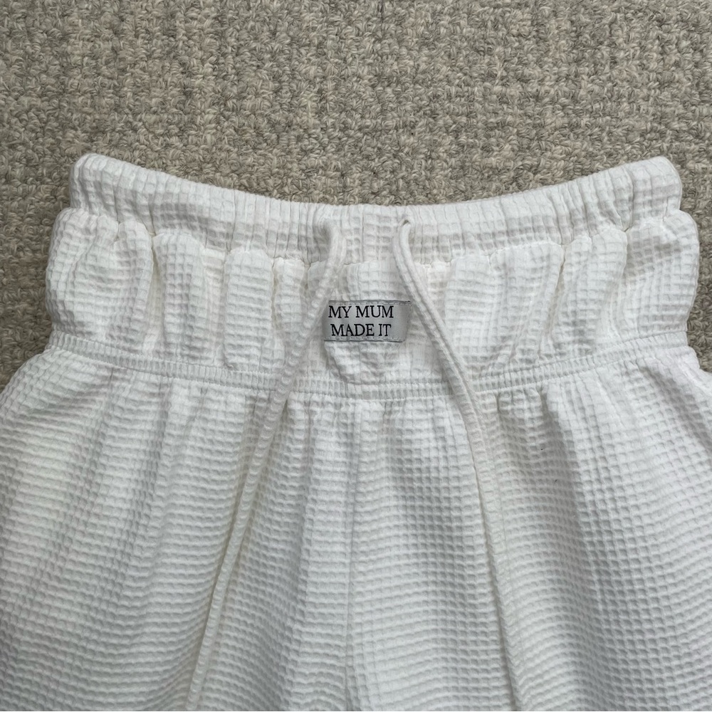 My Mum Made It Waffle Utility Sweatpants White Athleisure Lounge Sporty Comfy - Picture 3 of 8